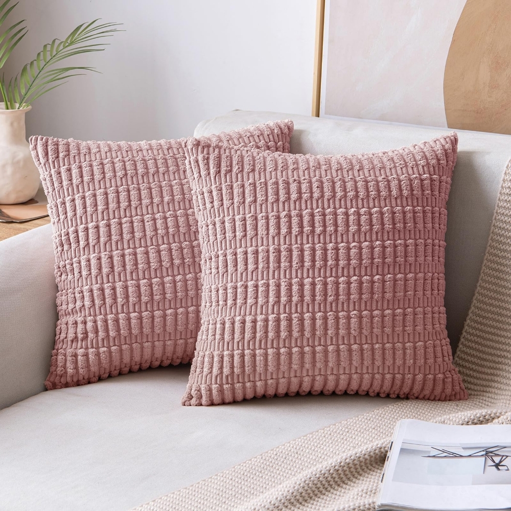 Blush‎ Pink Throw Pillow Covers 20x20 Corduroy Decorative Couch Pillow Cover New